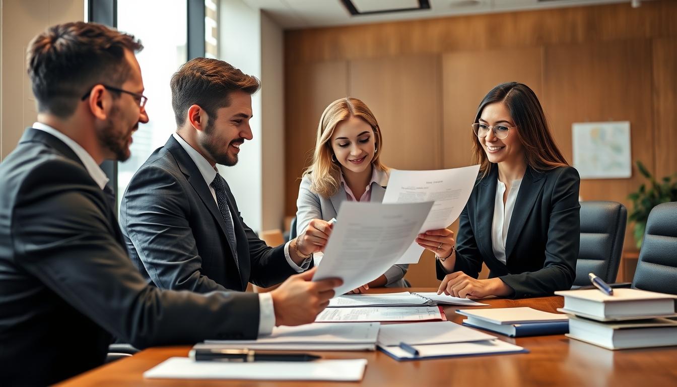 Family reviewing legal documents